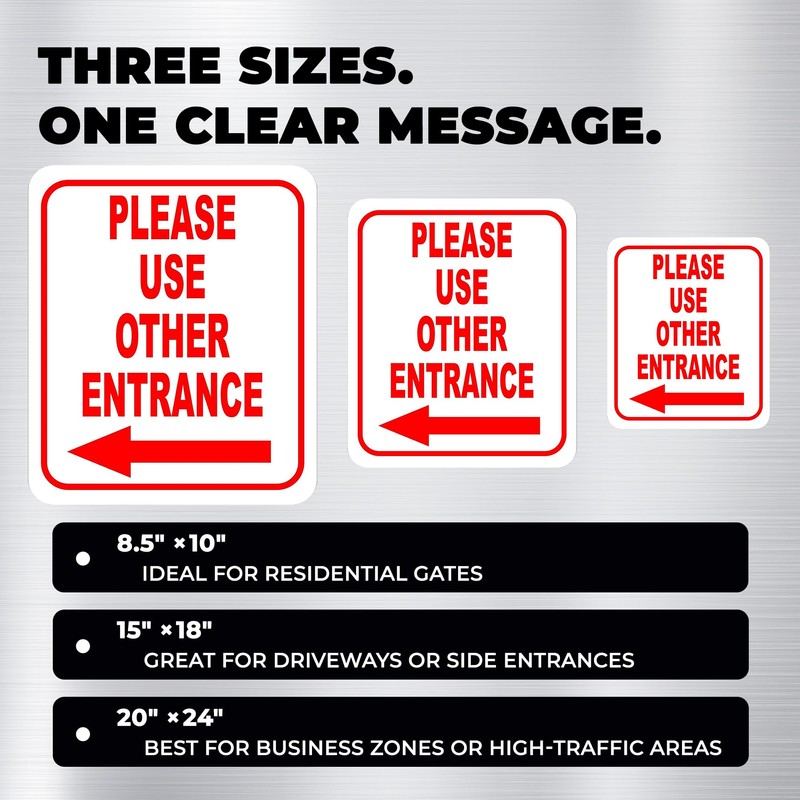 Please Use Other Entrance Left Arrow Aluminum Composite Outdoor Sign