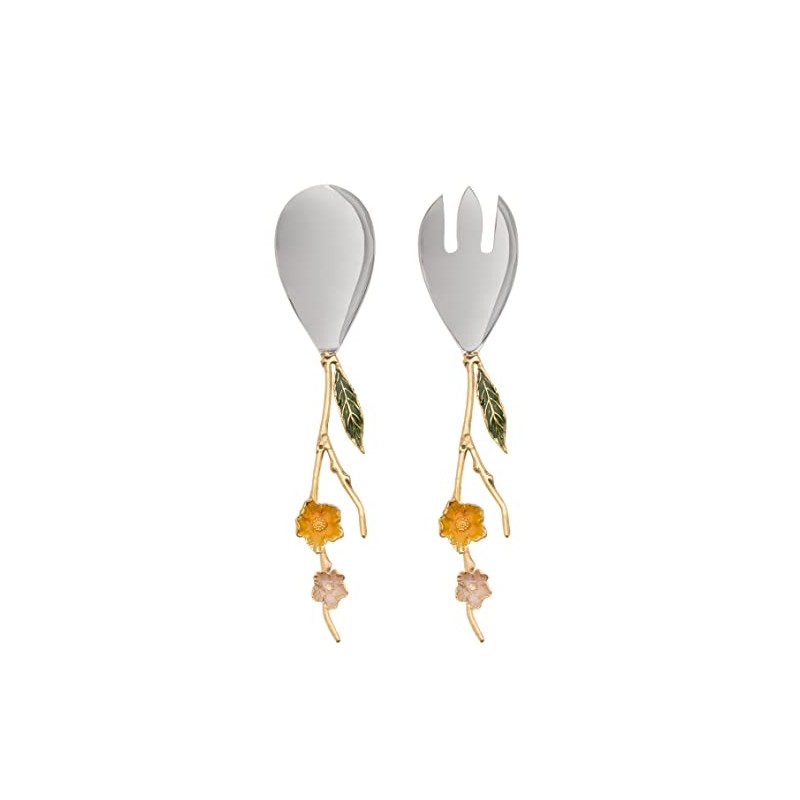 Godinger Salad Spoon and Salad Fork Set, 12 Inches, Gold