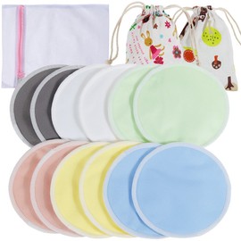 Lictin 12 pcs (6 Paris) Breast Pads Nursing Pads Set Reusable Breast Pads Organic Bamboo Nursing Pads Reusable Soft Absorbent Nursing Pads with 1 Laundry Bag and 2 Organza Bags