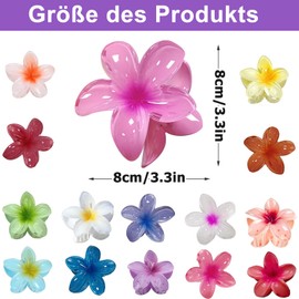 15 Stück Blumen-Haarklammern für Frauen | Große Blüten (8cm) mit Anti-Rutsch-Funktion | Für Dickes/Dünnes Haar | Hawaii-Design in 15 Farben | Stylische Haaraccessoires