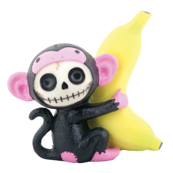 SUMMIT COLLECTION Furrybones Black Munky Signature Skeleton in Monkey Costume Holding a Banana