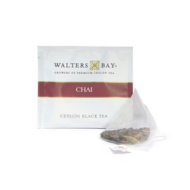 Walters Bay Chai Tea, 15 Count, Premium, 100% Hand Plucked, Orange Pekoe Ceylon Black Tea, Caffeinated, All Natural, Pyramid Bag, Sri Lankan Tea