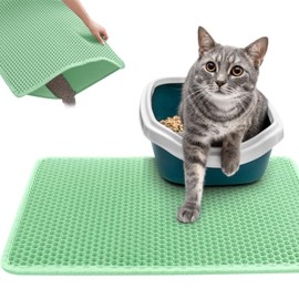 Assky Cat Toilet Mat, Waterproof Cat Litter Mat, Double Layer EVA Construction, Super Absorbent, Odorless, Large Grid Design, Prevents Urine Leakage, Easy to Clean, Antibacterial, Odor Resistant,