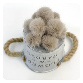 Hrlace 2.5 cm Small Faux Fur Bobble Mini Fur Pompom Faux Fur Pom Ball Artificial Plush Balls DIY Fur Pom Poms for DIY Craft Pendant Decorative Knitted Hat Accessories Khaki Pack of 10
