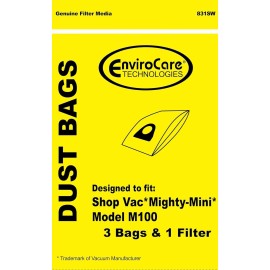 Shop Vac EnviroCare Vacuum Cleaner bags fit Shop Vac Mighty Mini 3 bags and 1 filter