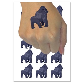 Gorilla Solid Temporary Tattoo Water Resistant Fake Body Art Set Collection - 54 1" Tattoos (1 Sheet)