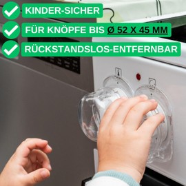 Cooker Knobs Child Lock Pack of 3 Transparent for Large Control Knobs with Max. Diameter 52 x 45 mm, Minimum 63 mm Knob Spacing, Cooker Control Panel Baby Lock, Cooker Protection Rotary Knob,