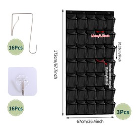 Olutacot 3 Pcs 105 Large Black Mesh Pockets 35 Pockets Over The Door Shoe Organizer with 14+14 Hooks Hanging Shoe Organizer Hanging Shoe Rack Shoe Holder Hanger for Closet Bedroom Dorm