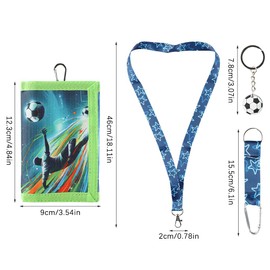 GmeDhc Children's Neck Pouch, Children's Wallet with Key Ring and Lanyard, Purse for Boys and Girls, soccer b, Fashion