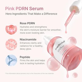 medicube Sérum De Péptidos Rosas Pdrn, Sérum Iluminador Rosa, Péptidos, Niacinamida, Hidratante, Humectante Y Reafirmante, Tono De Piel Desigual, Cuid