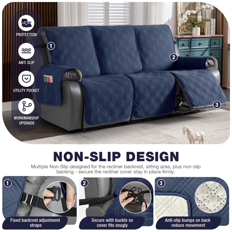 TAOCOCO 100% Waterproof Recliner Sofa Covers 3 Seater, Split Couch