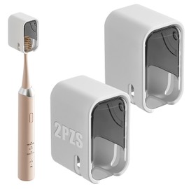 Portacepillos de Dientes,2 Piezas Porta Cepillo de Dientes para Baño Pared con Funda Impermeable,Estructura de Ventilación,Sin Perforación,Organizador de Cepillos de Dientes,Para Baño,Dormitorio