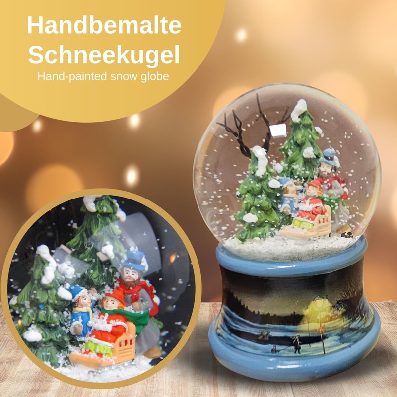 Snow Globe Skier | Base Nostalgic Winter Landscape | with