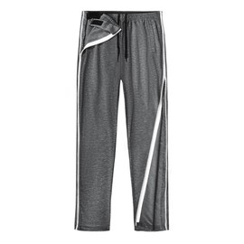 Unisex Tearaway Pants with 2 Side Zippers Snaps for Post Surgery Men Breakaway Pant Full Open Down Cotton Rip Off Sweatpants for Hip Replacement Grey M