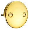 2 Hole Bathtub Overflow Plate, 3-3/16 Inches Diameter, Polished Brass