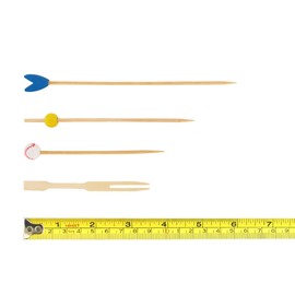 400 pcs Bamboo Skewer / Decorative Cocktail Picks Assortment 03, Sportsball, Ball, Tulip and Mini Forks by BambooMN