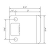 Round Corner Extended Lip Strike Plate, 2-1/4" x 2", (2-1/2"