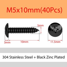 ORANXIN M5 x 10 mm, 40 pieces, 304 stainless steel, round head, wood screws, Phillips Mushroom, self-tapping screws
