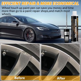 carsmallma Car Wheel Paint,Silver Rim Touch Up Paint Pen,2 in 1 Wheel Scratch Repair Kit for Rims Universal Color Quick and Easy Fix Curb Rash Scuff (Silver)