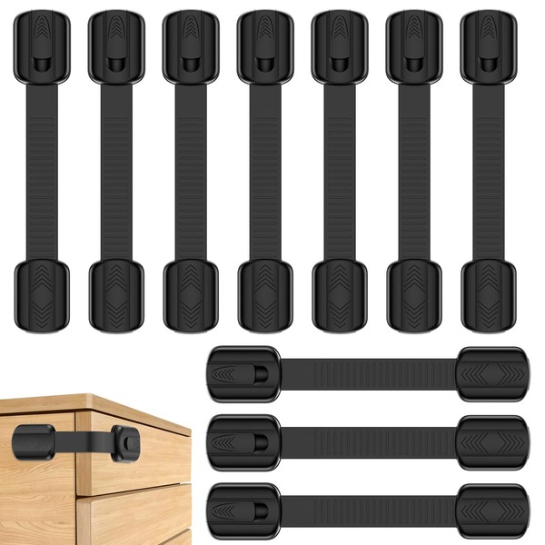 Septeamay Child Safety Cupboard Locks, 10 Pack Adjustable Cupboard Locks