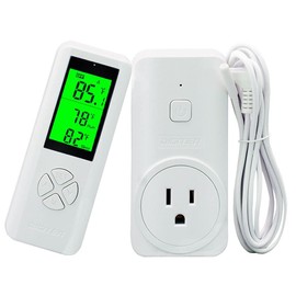 Digital WTC200 Wireless Thermostat Plug-in Temperature Controller Outlet, Remote temp Controller, Thermometer Heating Cooling Mode for Fan Heater Greenhouse Home Brew Reptile - White