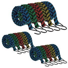 15PCS/Pack Bungee Cords Strap with Hooks Heavy Duty Outdoor Large Bulk Tarp Bungee Straps Anti-Slip Flat Long Elastic Bunjee Rope for Motorcycle Luggage Moving Camping Roof Rack (15)