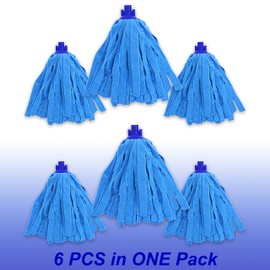 6 PCS Blue Microfiber Mop Replacement Compatible with All Standard US Threading Pole &0.8" Diameter Mop Handle
