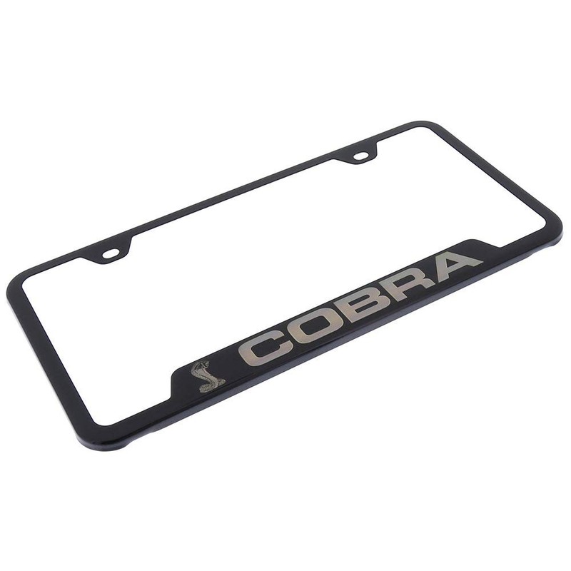 Au-Tomotive Gold, INC. Ford Mustang Cobra Black Steel License Plate