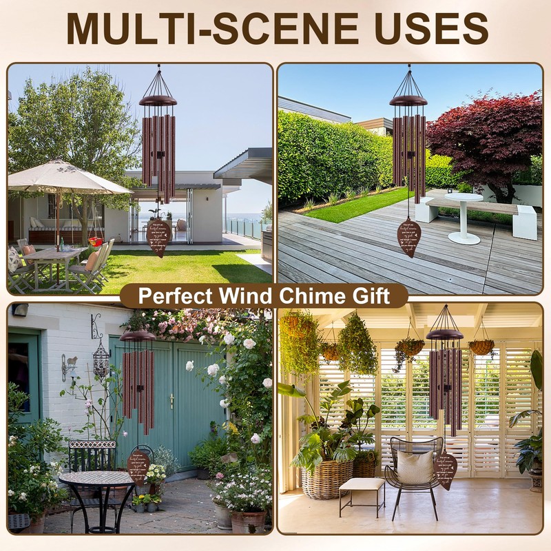 Memorial Wind Chimes for Outside, Sympathy Gift for Loss of