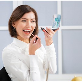 dcdcee Pocket Mirror, Small Travel Mirror with Magnification, Portable Double-Sided Magnifying Cosmetic Mirror for Daily (Blue Marble)