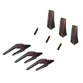 3 Mini Ex, Backhoe Bucket Shanks(1" Lip) w/Teeth & Pins- 550X156, X156L, P156