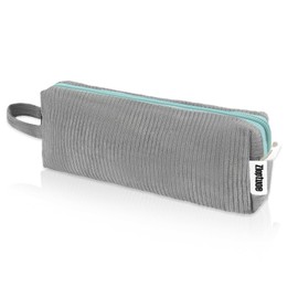 Zloptuoe Pencil Case Pen Pouch, Soft Corduroy Small Pencil Bag, Cute School Supplies Pen Bag Organizer Stationery for Teen Girl Boy Men Women Grey