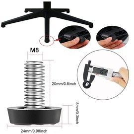 DUDUA 20 Pcs Adjustable Table Foot Furniture Feet Leveling Glides for Screw on Rubber Feet Garden Furniture, Cabinet Feet, Table Feet (M8 x 20)