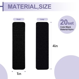 20 Sets 1x4 Inch Heavy Duty Hook and Loop Strips with Adhesive - Strong Double Sided Mounting Tape for Hanging Pictures, Organizing Cables, Fabric & Home Decor - No Screws Needed, Black