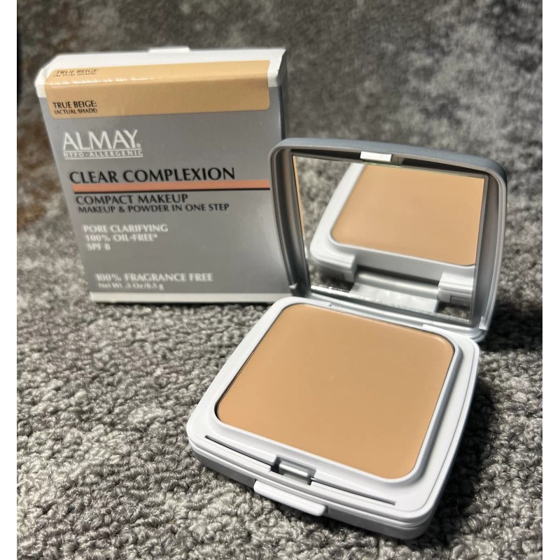 Almay Clear Complexion Compact Makeup TRUE BEIGE Fragrance Free Oil