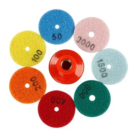 LOZLIN 8-Pack 2" Diamond Polishing Pads 50-3000 Grit - Dry Grinding Discs for Granite/Marble/Pebbles, Compact Surface Restoration & Stone Polishing Kit