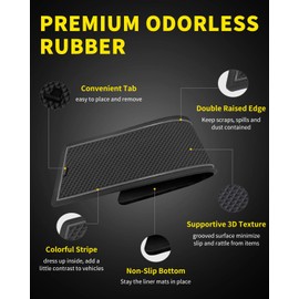 Asgohme Premium Liner Mat Accessories Compatible with Toyota Tacoma 2023 2022 2021 2020 2019 2018 2017 2016 Custom Fit Cup Door Pocket and Center Console Inserts (Double Cab, Gray Trim, 18-PCS)