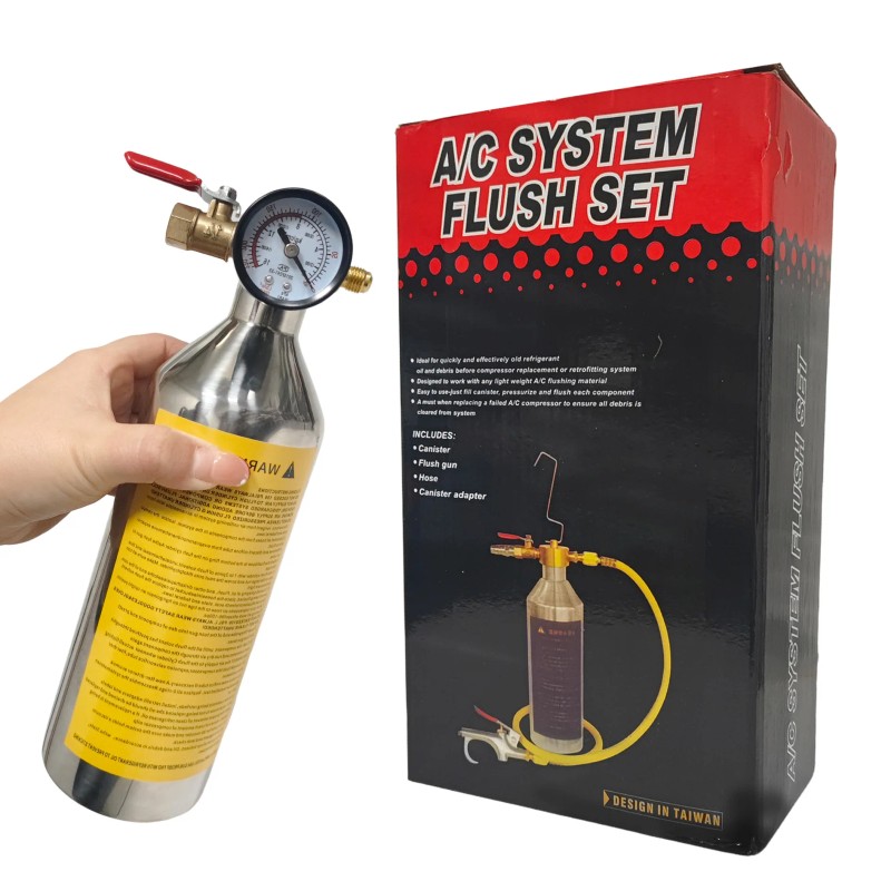 Easy Operate Aluminum AC Flush Kit with Hose & Valve