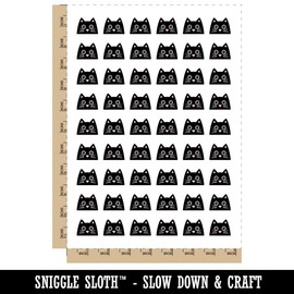 Peeking Black Cat Temporary Tattoo Water Resistant Fake Body Art Set Collection - 54 1" Tattoos (1 Sheet)