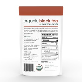ONE ORGANIC Instant Tea Powder (Black) – 4.4 oz. – 125 Servings – USDA Certified Organic – 100% Pure Tea - Instant Hot or Iced – Unsweetened