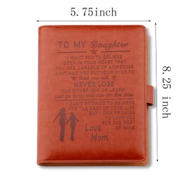 LBWCER To My Daughter Gifts From Mom Birthday Leather Notebook Inspirational Quotes Graduation Back to School Notebook Refillable for Teen Girls (9.2x7.5 inch Mom)