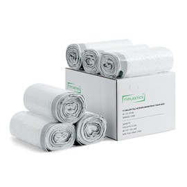 TYPLASTICS TYPLASTICS FleTex Tall Kitchen 13 Gallon Drawstring Trash Bags, 24in x 27in, Unscented, White, Wholesale 300 Count