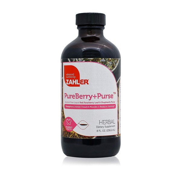 Zahler PureBerry+Purse, Liquid Raspberry Leaf & Sheperd's Purse, Strengthens Uterine Tissue, Certified Kosher, 8OZ