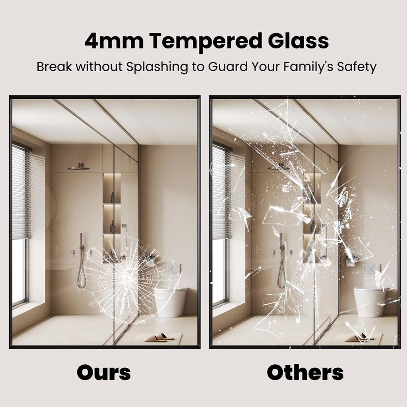 LOAAO Black Bathroom Mirror 20"X28" for Wall, Rectangle Bathroom Vanity