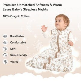 Unnivoll Unnivoll Baby Sleep Sack 18-24 Months 3 Pack 100% Cotton Lightweight 0.5 TOG Wearable Blanket Baby Sleep Bag with 2-Way Zipper for Infant Toddler Beige