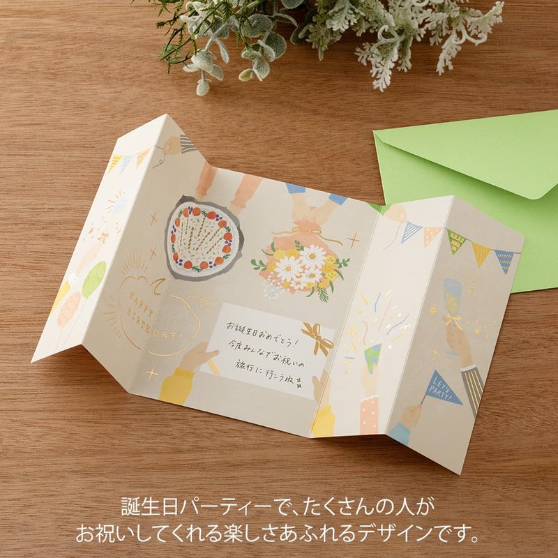 Midori 88723006 Cards, Open Birthday, Party Pattern