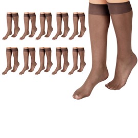 L'eggs womens Everyday Women's Nylon Knee Highs Sheer Toe - Multiple Packs Available Pantyhose, Off Black 10-pack, One Size US