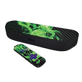 MightySkins Carbon Fiber Skin Compatible with Roku Streambar Media Player (2020) - Green Flames | Protective, Durable Textured Carbon Fiber Finish | Easy to Apply | Made in The USA