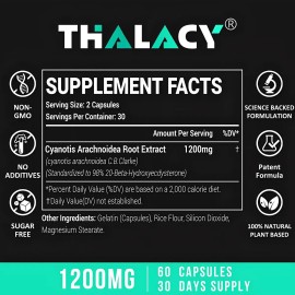 Thalacy Suplemento Beta Ecdysterona 1200 Capsulas Sabor