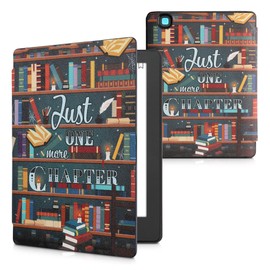 kwmobile Flip Case Compatible with Kobo Aura H2O Edition 2 Case - eReader Case - Library Theme Multicoloured